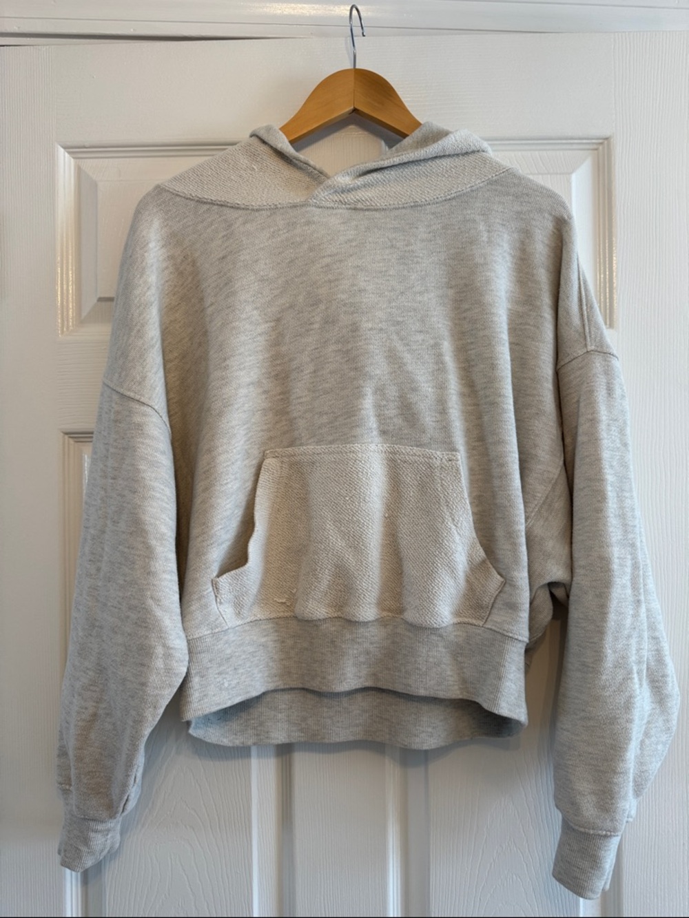 Free People Heather Gray Cropped Hooded Pullover